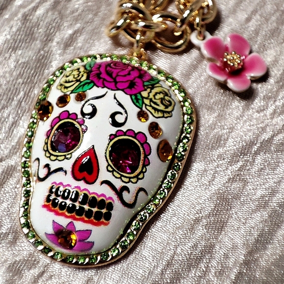Betsey Betsy Johnson Halloween Day of the Dead Dia De La Muetros Necklace NWT - Picture 1 of 16